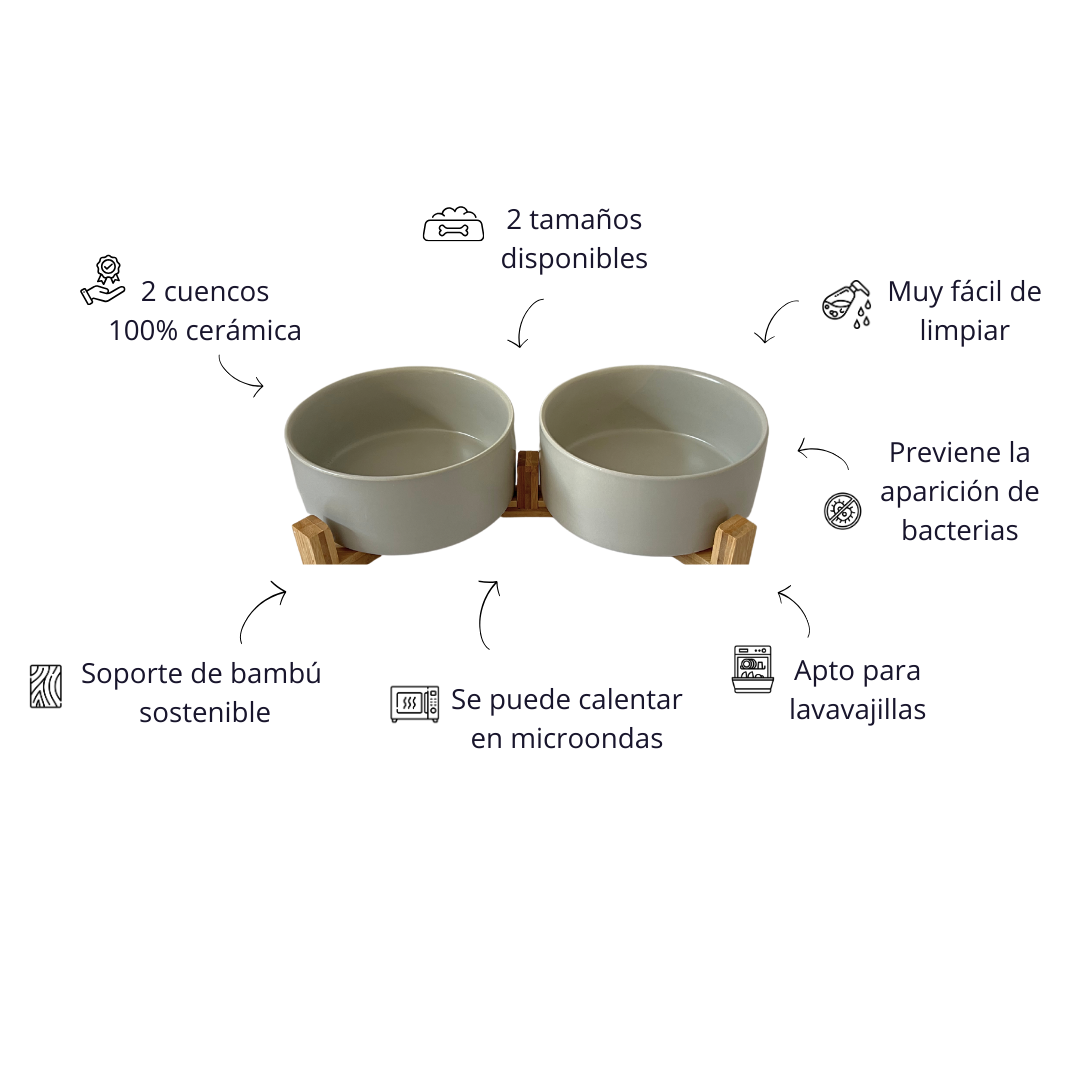 caracteristicas comedero ceramico gris